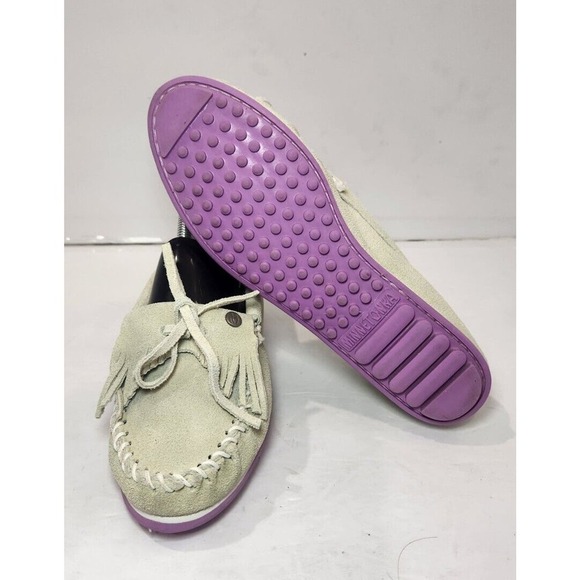 Minnetonka Womens Kilty Plus Moccasin Sz 8 Green‎ Purple Suede Flat Slip On Shoe - Picture 6 of 10